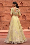 Shop_Aariyana Couture_Yellow Lehenga And Bustier Tissue Embroidered Floral Scoop & Paisley Set_at_Aza_Fashions