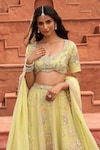 Buy_Aariyana Couture_Yellow Lehenga And Bustier Tissue Embroidered Floral Scoop & Paisley Set