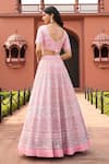 Shop_Aariyana Couture_Pink Lehenga Silk Organza Embroidered Floral Paan Neck Bridal Set_at_Aza_Fashions