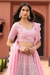 Buy_Aariyana Couture_Pink Lehenga Silk Organza Embroidered Floral Paan Neck Bridal Set