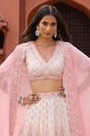 Buy_Aariyana Couture_Ivory Lehenga And Blouse Silk Organza Embroidered Floral V Flower Bridal Set_Online_at_Aza_Fashions