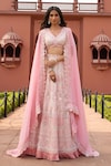 Shop_Aariyana Couture_Ivory Lehenga And Blouse Silk Organza Embroidered Floral V Flower Bridal Set _Online_at_Aza_Fashions