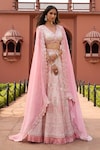 Aariyana Couture_Ivory Lehenga And Blouse Silk Organza Embroidered Floral V Flower Bridal Set _at_Aza_Fashions