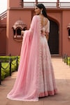 Buy_Aariyana Couture_Ivory Lehenga And Blouse Silk Organza Embroidered Floral V Flower Bridal Set