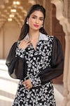 Shop_Aariyana Couture_Black Kurta Silk Chanderi Embroidered Floral Vine Shirt Collar And Pant Set_Online_at_Aza_Fashions