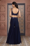 Buy_Aariyana Couture_Blue Viscose Georgette Embroidered Checkered Bustier Sequin Jacket Sharara Set_Online_at_Aza_Fashions