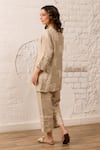 Shop_Label Mansi Nagdev_Ivory Linen Embroidered Thread Mandarin Collar Ivy Kurta With Pant _at_Aza_Fashions