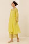 Shop_Label Mansi Nagdev_Yellow Malai Chanderi Textured Kurta And Inner Round Emilie Stripe & Pant Set_Online_at_Aza_Fashions