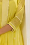 Buy_Label Mansi Nagdev_Yellow Malai Chanderi Embroidered Floral Kurta And Inner Round Rosemary Set _Online_at_Aza_Fashions