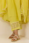 Shop_Label Mansi Nagdev_Yellow Malai Chanderi Embroidered Floral Kurta And Inner Round Rosemary Set _Online_at_Aza_Fashions