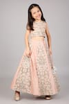 Buy_PS Kids by Payal Singhal_Pink Lehenga And Blouse Dupion Silk Hand Embroidered Abstract Set _Online_at_Aza_Fashions