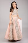 Shop_PS Kids by Payal Singhal_Pink Lehenga And Blouse Dupion Silk Hand Embroidered Abstract Set _Online_at_Aza_Fashions