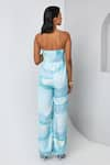 Shop_Vedika M_Blue Satin Chiffon Printed Abstract Sweetheart Neck Strapless Jumpsuit  _at_Aza_Fashions