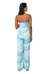 Shop_Vedika M_Blue Satin Chiffon Printed Abstract Sweetheart Neck Strapless Jumpsuit  _Online_at_Aza_Fashions