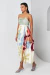 Shop_Vedika M_Multi Color Satin Chiffon Printed Abstract Sweetheart Draped Dress  _Online_at_Aza_Fashions