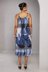 Shop_Vedika M_Blue Satin Chiffon Printed Abstract Round Flower Textured Dress  _at_Aza_Fashions