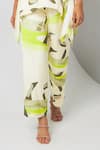 Buy_Vedika M_Green Satin Printed Abstract V-neck Kaftan With Pant  _Online_at_Aza_Fashions