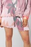 Buy_Vedika M_Multi Color Satin Chiffon Printed Floral Abstract Shirt And Shorts Set  _Online_at_Aza_Fashions