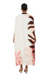 Vedika M_Multi Color Satin Printed Abstract Notched Asymmetric Midi Dress  _Online_at_Aza_Fashions