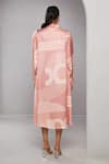Shop_Vedika M_Pink Satin Printed Abstract Collared Asymmetric Shirt Dress _at_Aza_Fashions