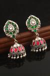 Shop_Noor_Multi Color Kundan Jadau Work Embellished Jhumkas _at_Aza_Fashions