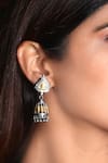Buy_Noor_Gold Plated Dual Tone Carved Jhumkis _at_Aza_Fashions