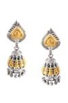 Noor_Gold Plated Dual Tone Carved Jhumkis _Online_at_Aza_Fashions