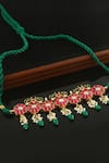 Shop_Noor_Pink Floral Kundan Embellished Choker Necklace_at_Aza_Fashions