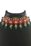 Buy_Noor_Pink Floral Kundan Embellished Choker Necklace_Online_at_Aza_Fashions