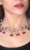 Buy_Noor_Pink Kundan Embellished Lotus Choker Necklace_at_Aza_Fashions