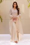 Buy_Koashee by Shubitaa_Off White Bemberg Silk Embroidered Thread Sequin Peplum Top Sharara Set_at_Aza_Fashions