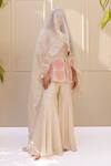 Koashee by Shubitaa_Off White Bemberg Silk Embroidered Thread Sequin Peplum Top Sharara Set_Online_at_Aza_Fashions