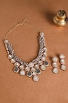 Shop_joules by radhika_Grey Beads Carved Stone Embellished Necklace Set _at_Aza_Fashions