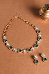 Shop_joules by radhika_Green Stone Luminary Embellished Necklace Set _at_Aza_Fashions