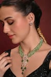 Buy_joules by radhika_Green Beads Carved Floret Cutwork Pendant Necklace Set _at_Aza_Fashions