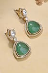 Shop_joules by radhika_Green Stone Luminar Embellished Dangler Earrings _at_Aza_Fashions