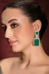 Buy_joules by radhika_Green Stone Glisterous Geometric Shaped Dangler Earrings _at_Aza_Fashions