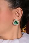 joules by radhika_Green Stone Effulgent Triangle Shaped Earrings _Online_at_Aza_Fashions