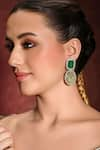 Buy_joules by radhika_Green Stone Embellished Danglers _Online_at_Aza_Fashions