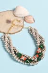 Shop_joules by radhika_Multi Color Stone Illumine Pearl Embellished Necklace _at_Aza_Fashions