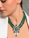 joules by radhika_Green Stone Bead Embellished Pendant Necklace _Online_at_Aza_Fashions