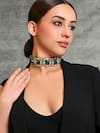 Buy_joules by radhika_Green Stone Charismatic Bead Embellished Pendant Choker _at_Aza_Fashions