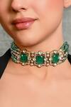 Buy_joules by radhika_Green Stone Charismatic Bead Embellished Pendant Choker _Online_at_Aza_Fashions