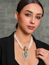 Buy_joules by radhika_Multi Color Stone Tear Drop Carved Pendant Necklace _at_Aza_Fashions