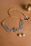 Shop_joules by radhika_Multi Color Bead Stone Embellished Choker Necklace Set _at_Aza_Fashions