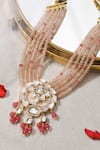 Shop_joules by radhika_Pink Bead Stone And Embellished Necklace Set _at_Aza_Fashions