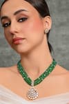 Buy_joules by radhika_Green Bead And Stone Embellished Necklace Set _at_Aza_Fashions