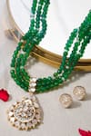 Shop_joules by radhika_Green Bead And Stone Embellished Necklace Set _at_Aza_Fashions