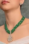 Buy_joules by radhika_Green Bead And Stone Embellished Necklace Set _Online_at_Aza_Fashions