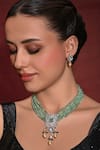 Buy_joules by radhika_Green Bead And Stone Embellished Pendant Necklace Set _at_Aza_Fashions